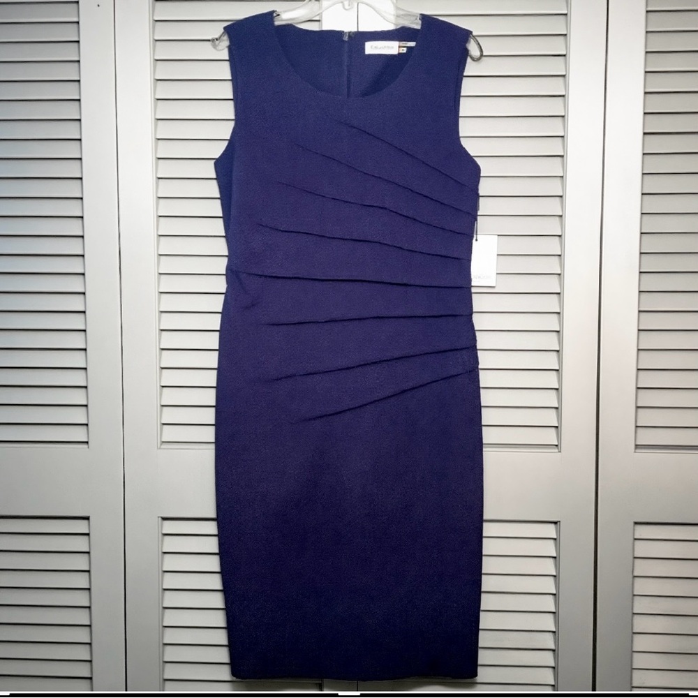 NWT Calvin Klein Sleeveless Indigo Sunburst Dress